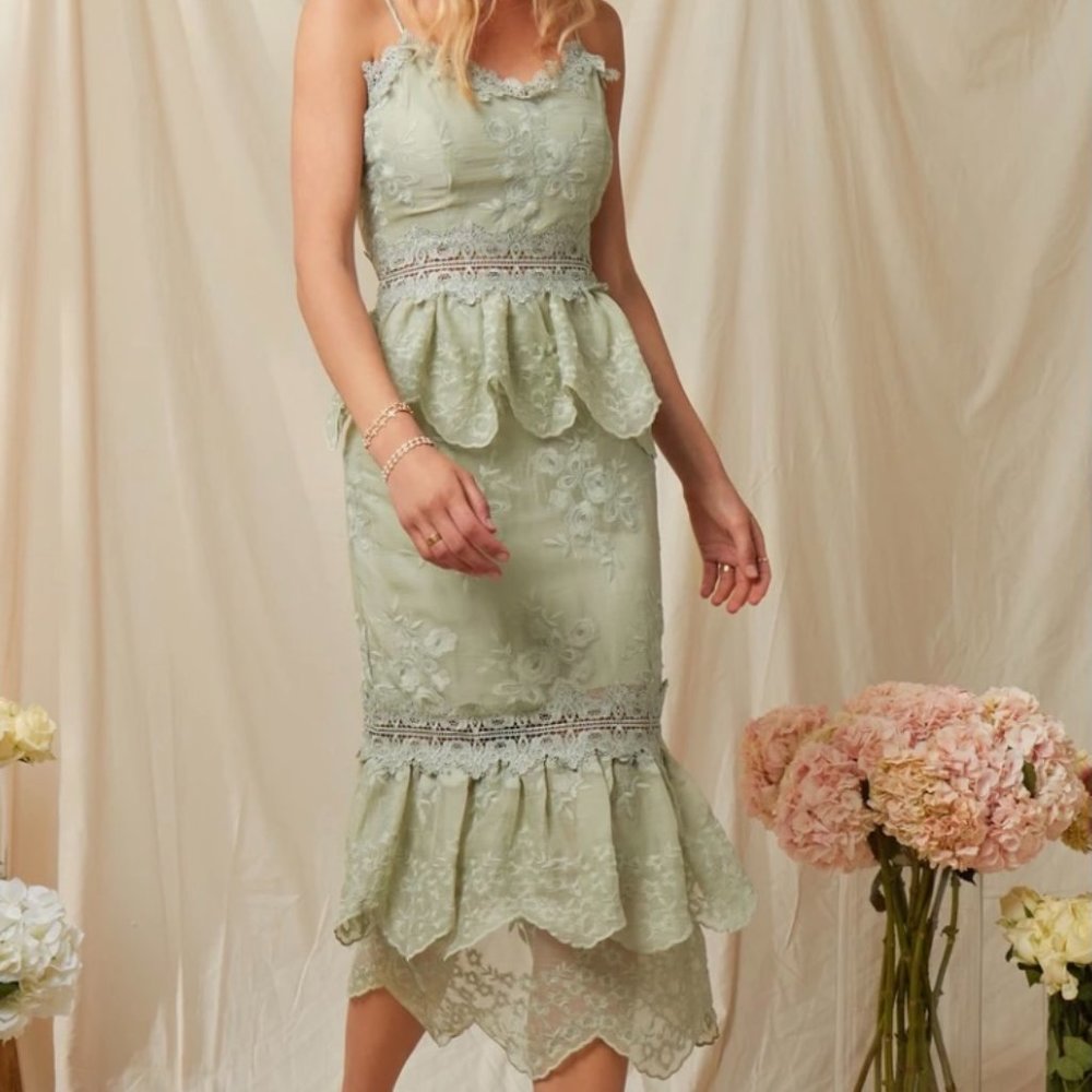 V. Chapman Dahlia Dress in Sage (Size 6)